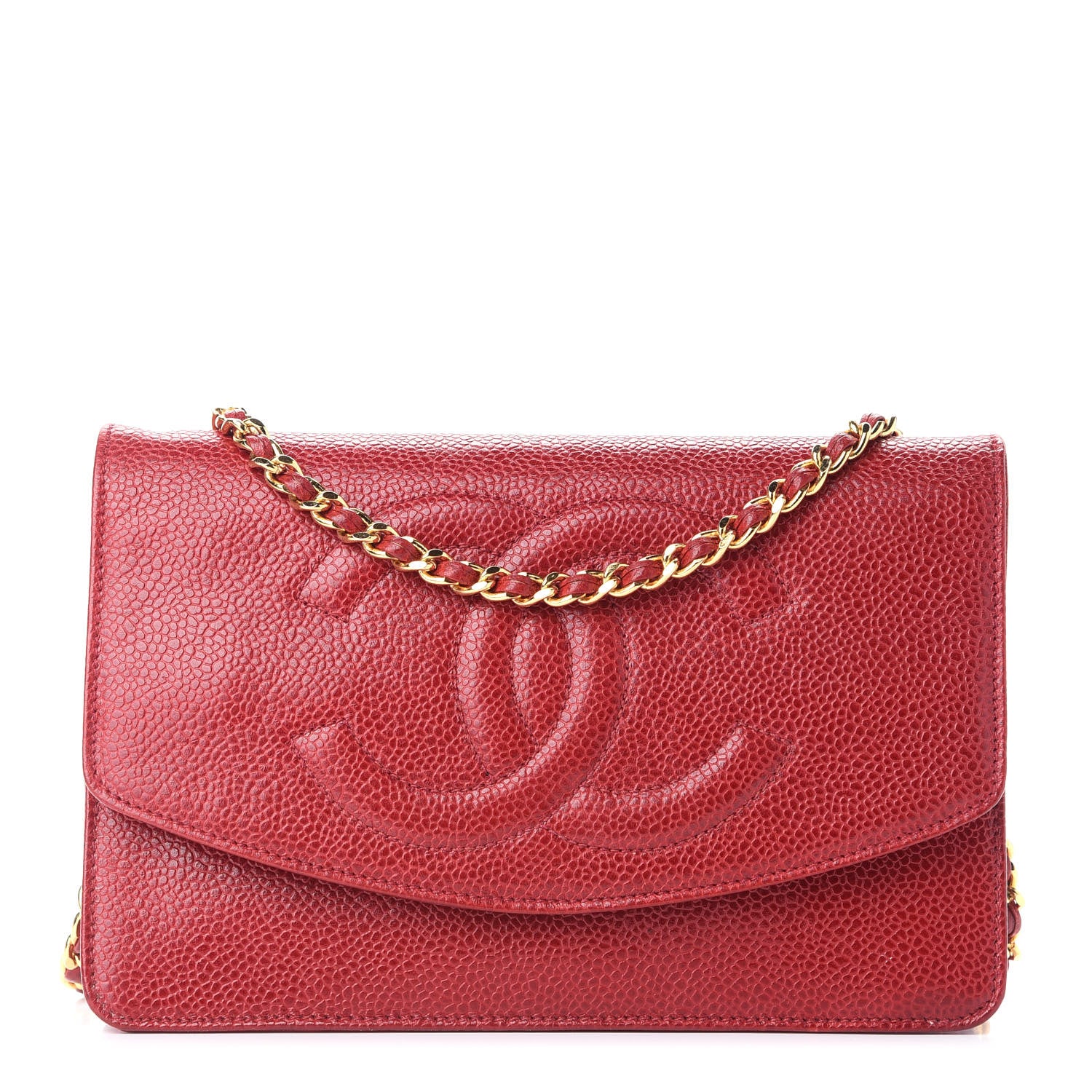 Chanel Caviar Timeless CC Wallet On Chain WOC Red 1 of 11