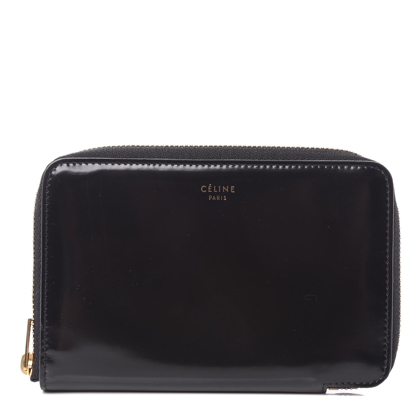 Spazzolato Calfskin Zip Around Multifunction Wallet Black