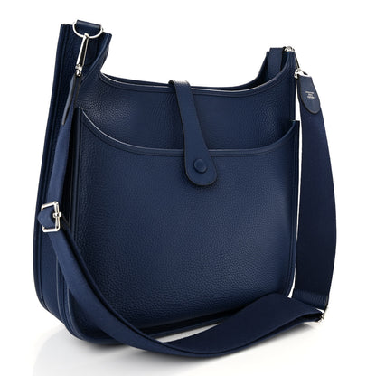 Hermes Taurillon Clemence Evelyne III GM Bleu Saphir 3 of 10