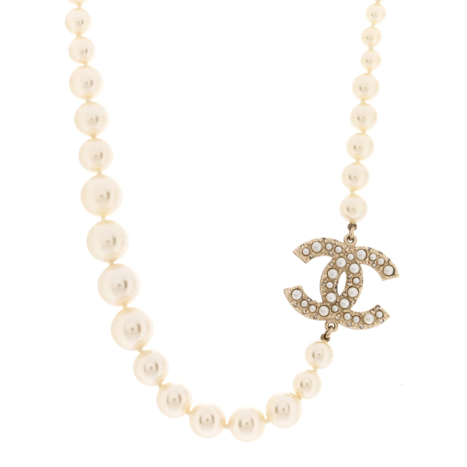 Chanel Pearl CC 100th Anniversary Necklace Light Gold 1 of 7