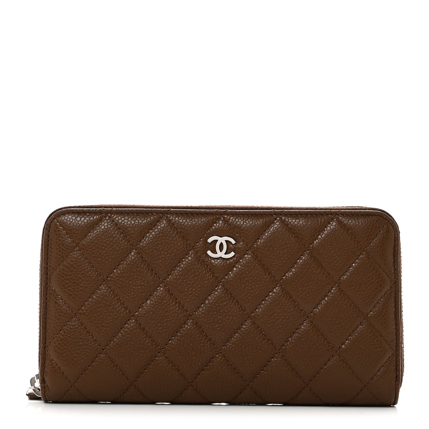 Chanel Caviar Quilted Large Gusset Zip Around Wallet Brown 1 of 10