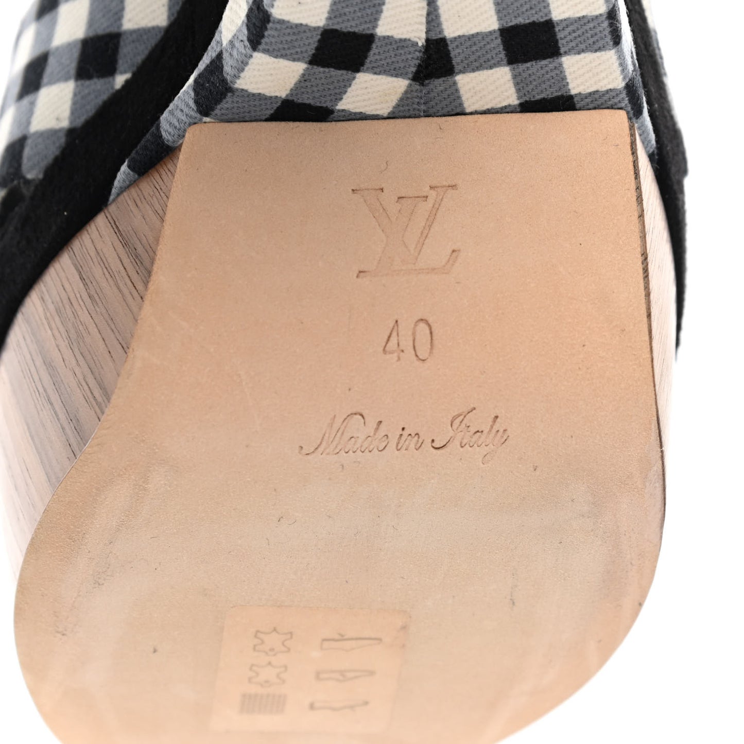 Gingham Platform Sandal 40 Black White