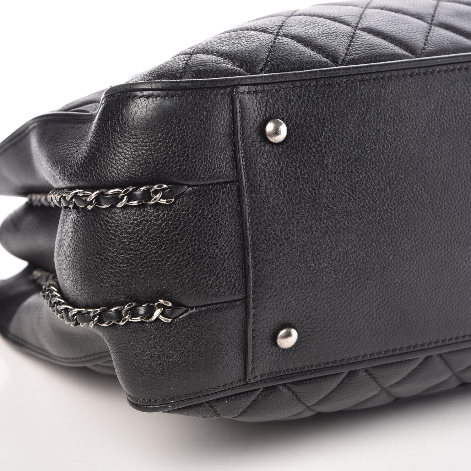 Chanel Calfskin Quilted Frame In Chain Tote Black 18 of 19