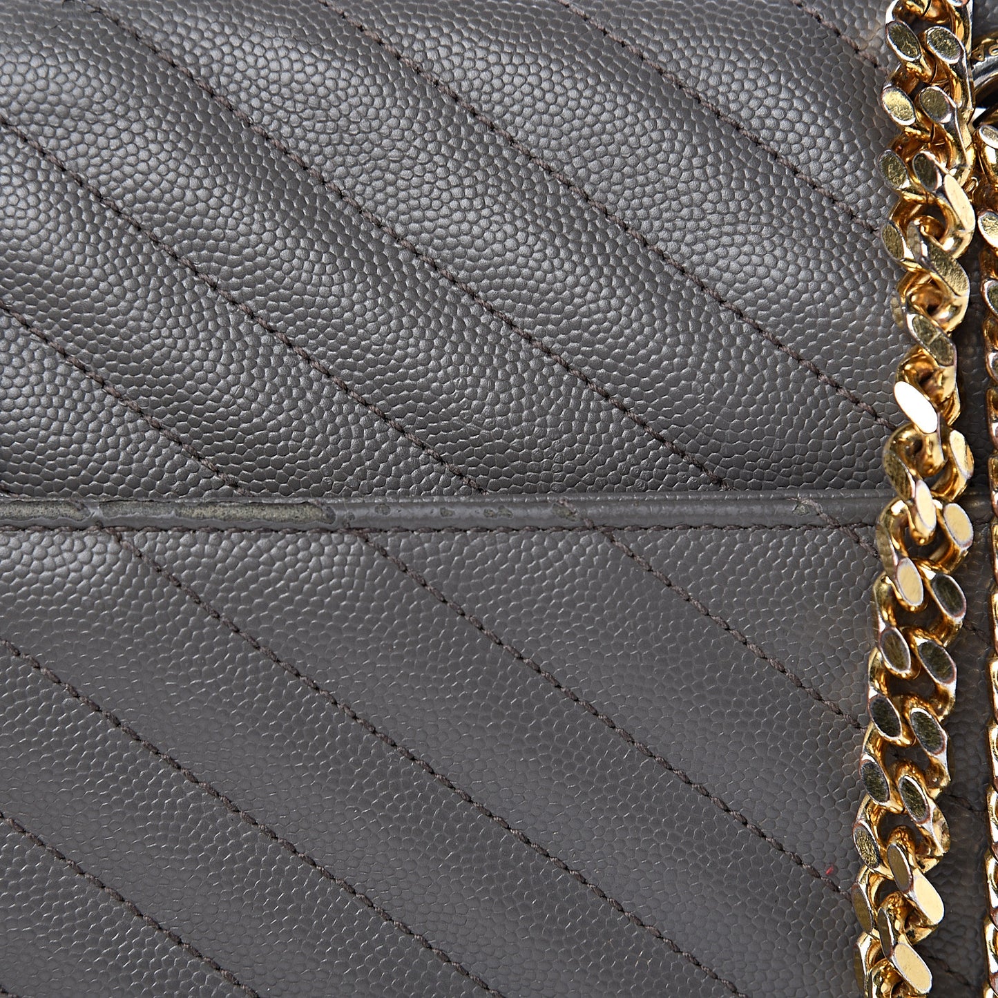 Grain De Poudre Matelasse Chevron Large Monogram Satchel Earth
