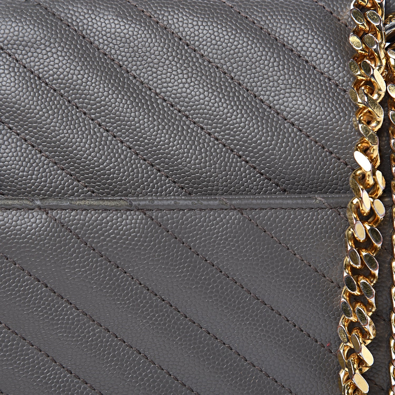 Saint Laurent Grain De Poudre Matelasse Chevron Large Monogram Satchel Earth 13 of 18