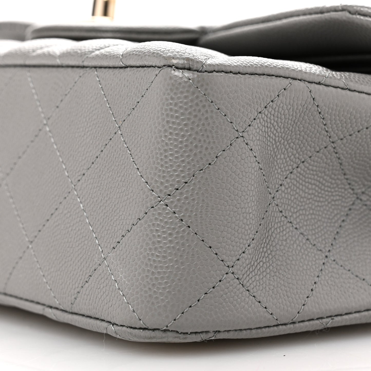 Caviar Quilted Small Double Flap Grey