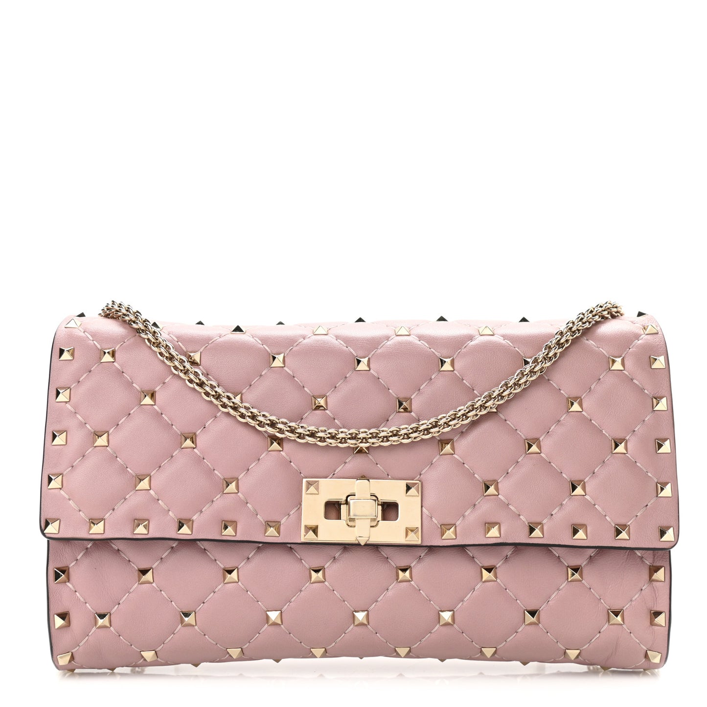 Nappa Rockstud Spike Wallet on Chain Water Rose