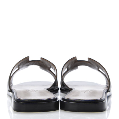 Hermes Box Calfskin Oran Sandals 38 Black 6 of 10