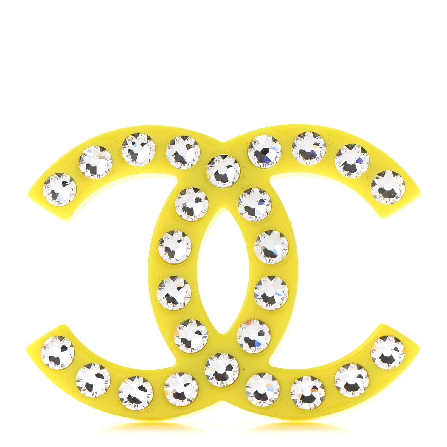 Chanel Resin Crystal CC Brooch Yellow 1 of 5