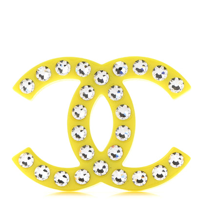 Chanel Resin Crystal CC Brooch Yellow 1 of 5
