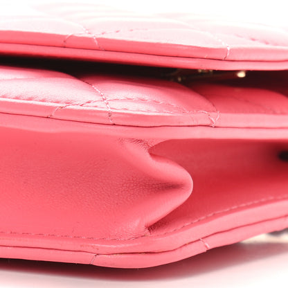 Chanel Lambskin Quilted Wallet On Chain WOC Pink 10 of 10
