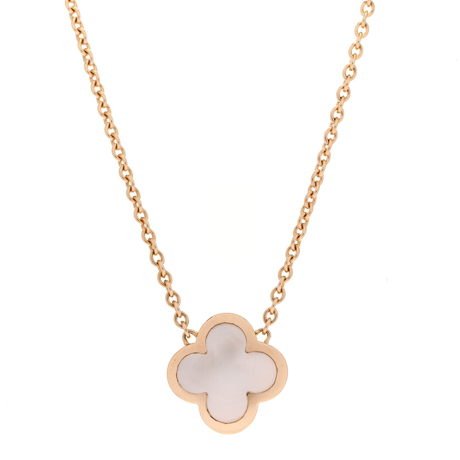 Van Cleef & Arpels 18K Yellow Gold Mother of Pearl Pure Alhambra Pendant Necklace 1 of 6