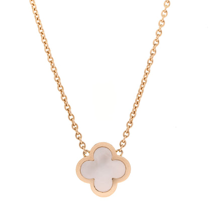 Van Cleef & Arpels 18K Yellow Gold Mother of Pearl Pure Alhambra Pendant Necklace 1 of 6