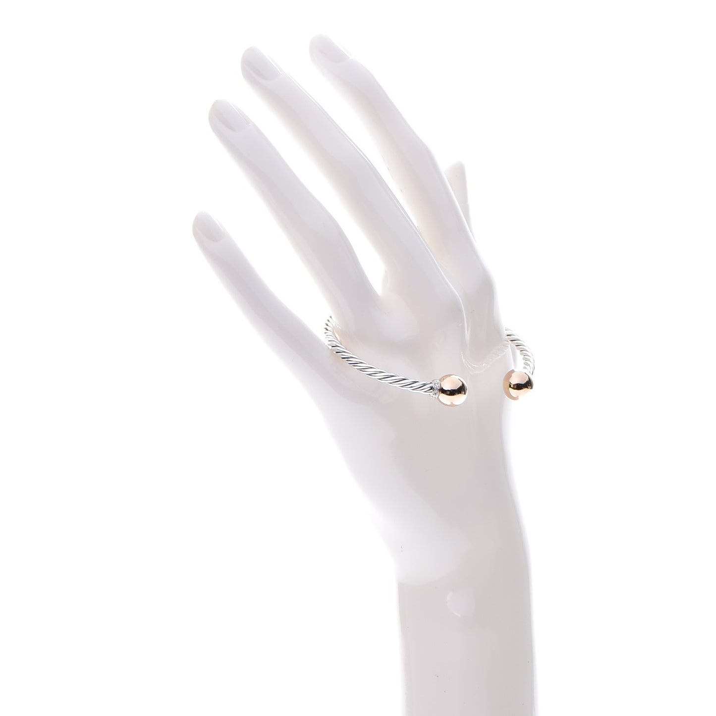Sterling Silver 18K Yellow Gold Diamond 9mm Solari Bead Bracelet