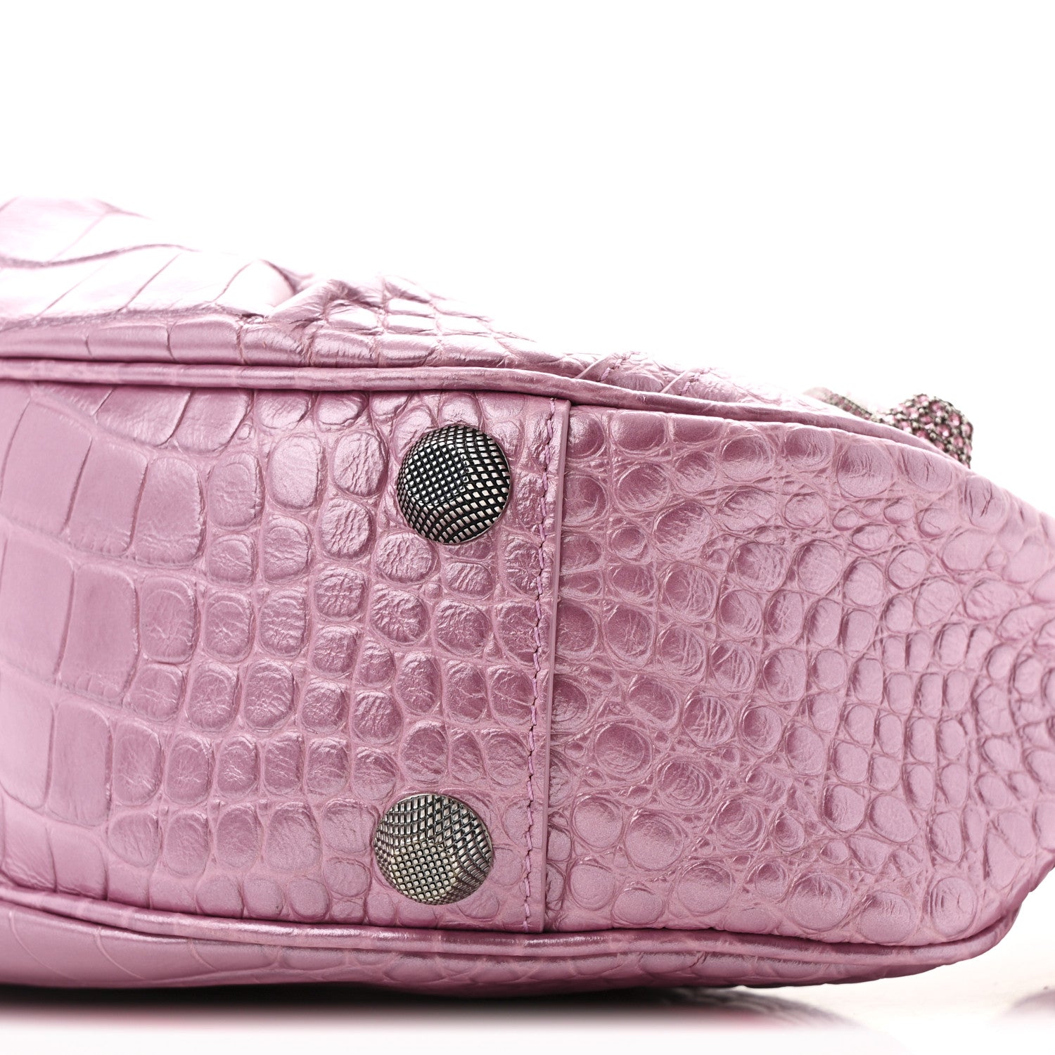 Balenciaga Metallic Extra Supple Calfskin Crystal Crocodile Embossed Small Le Cagole Shoulder Bag Pink 11 of 11