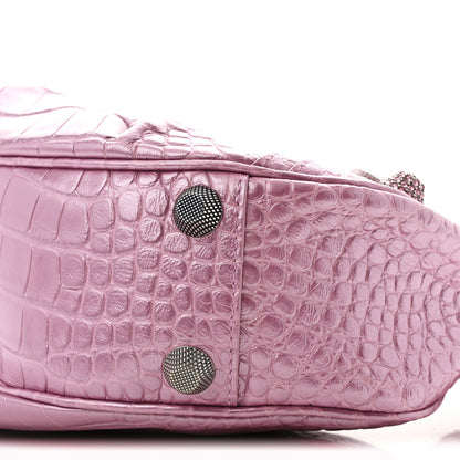 Balenciaga Metallic Extra Supple Calfskin Crystal Crocodile Embossed Small Le Cagole Shoulder Bag Pink 11 of 11