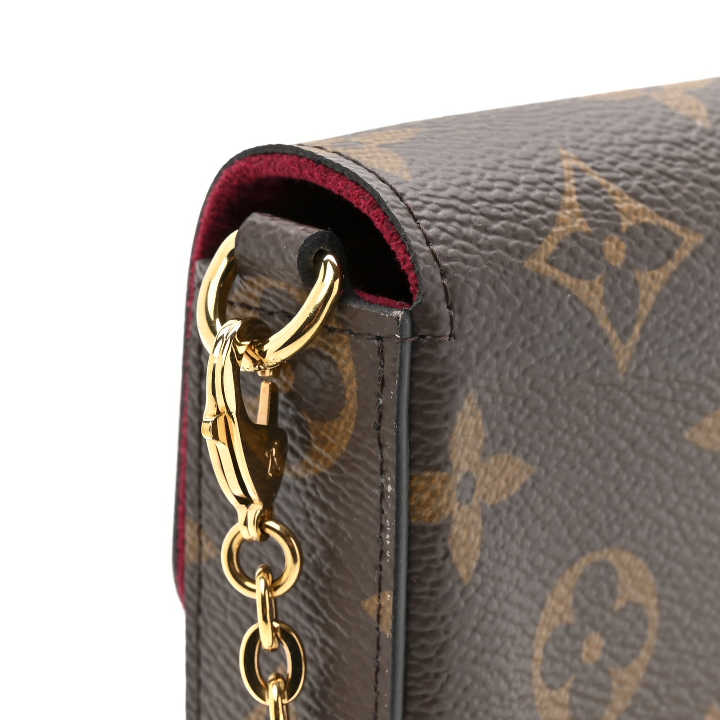 Monogram Pochette Felicie Chain Wallet Fuchsia