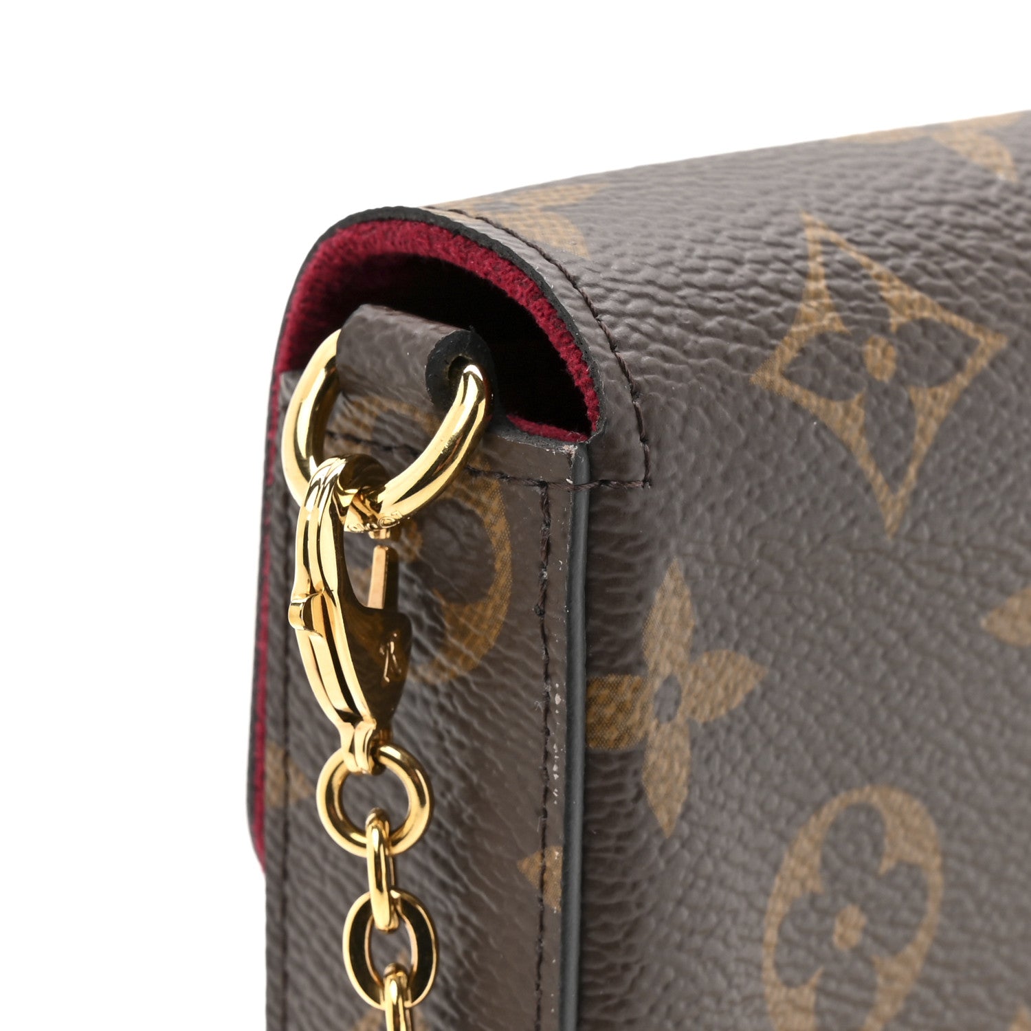 Louis Vuitton Monogram Pochette Felicie Chain Wallet Fuchsia 14 of 15