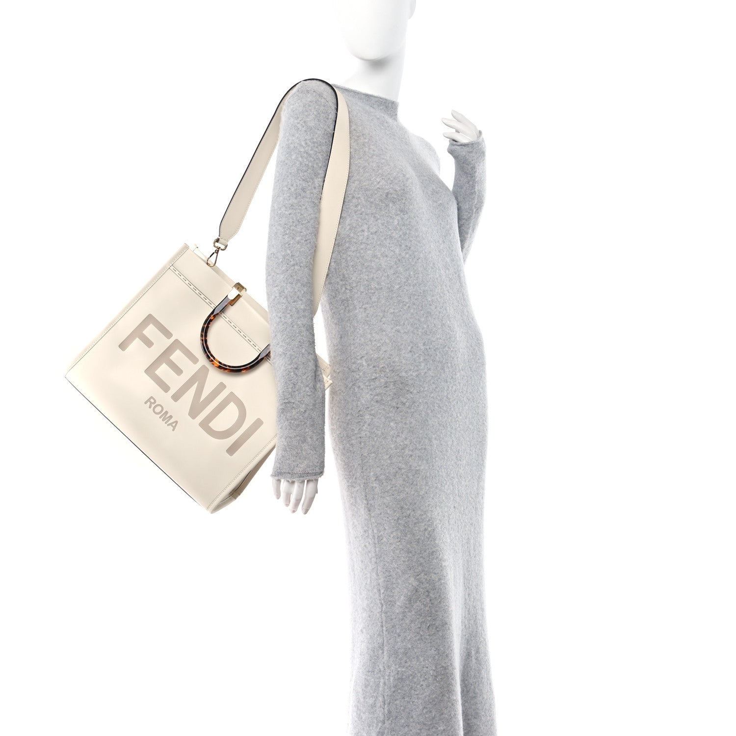 Fendi Vitello King Plexiglass Medium Fendi Sunshine Shopper Tote White Ice 2 of 9