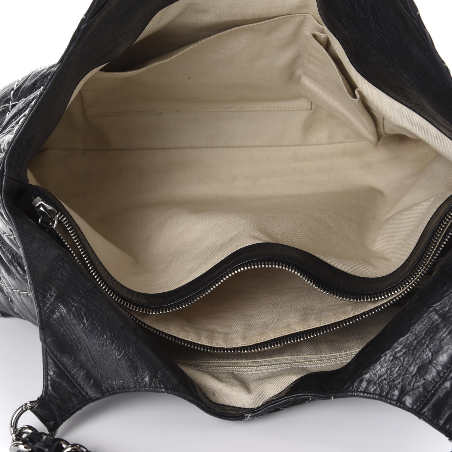 Chanel Glazed Goatskin Double Contrast Stitch Tote Black 5 of 13
