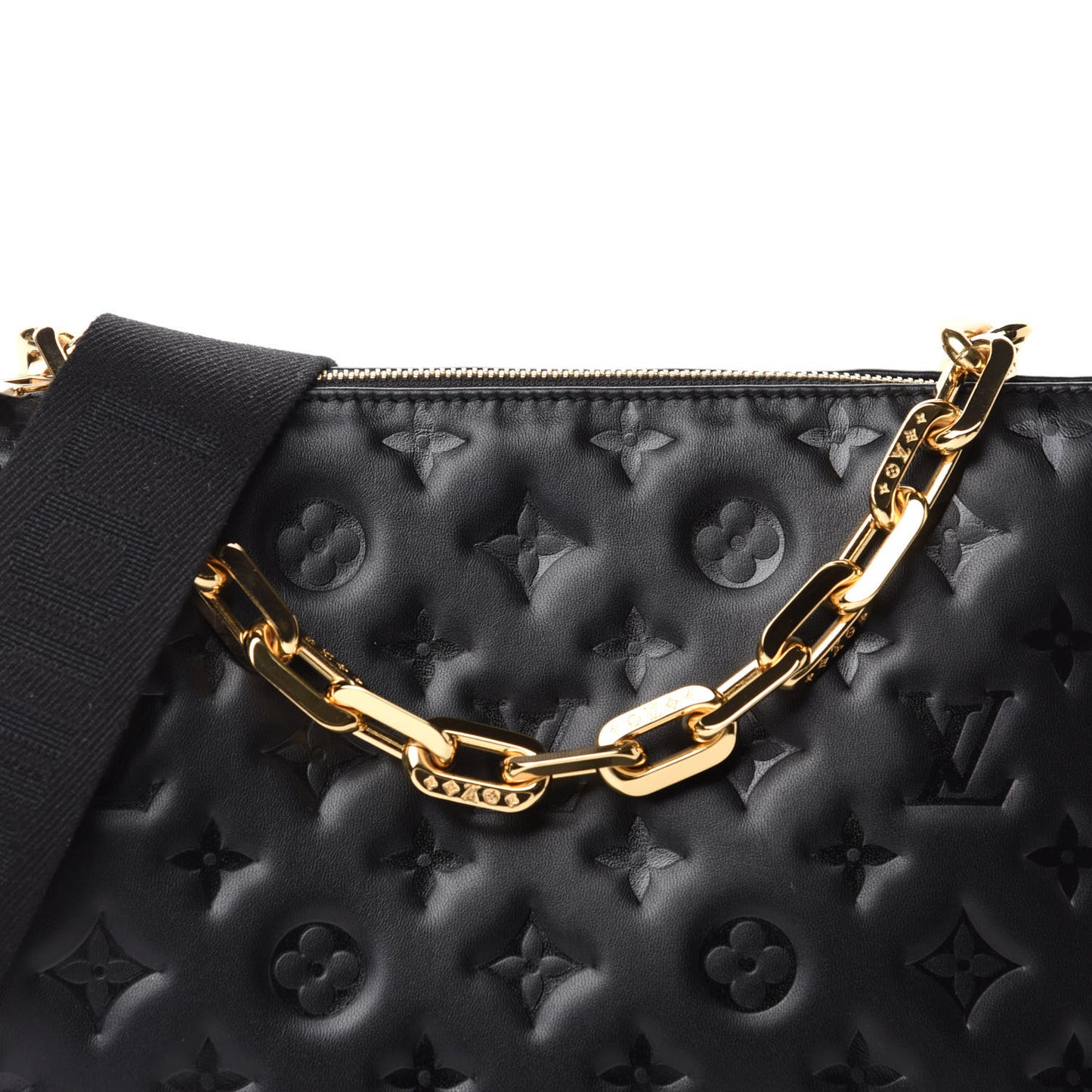 Lambskin Embossed Monogram Coussin PM Black