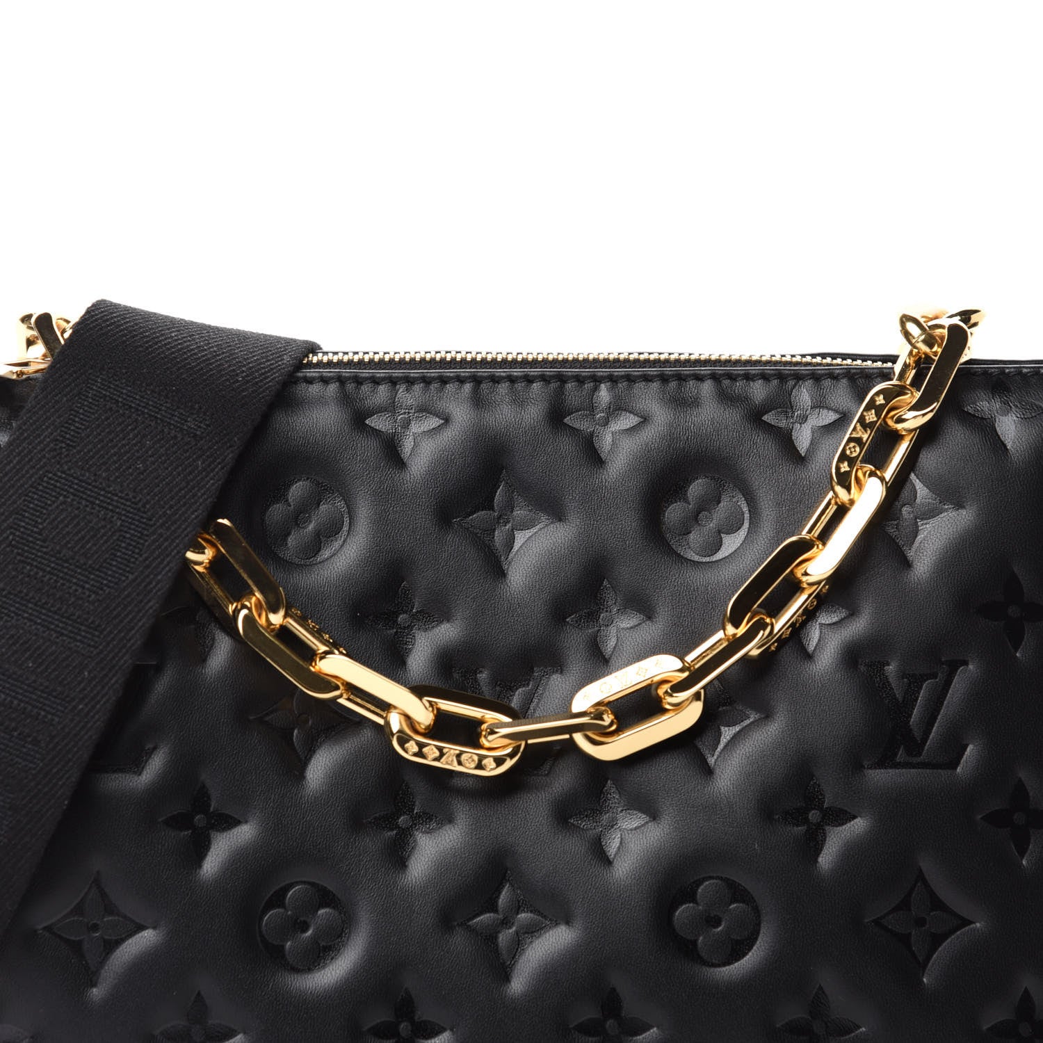 Louis Vuitton Lambskin Embossed Monogram Coussin PM Black 9 of 10