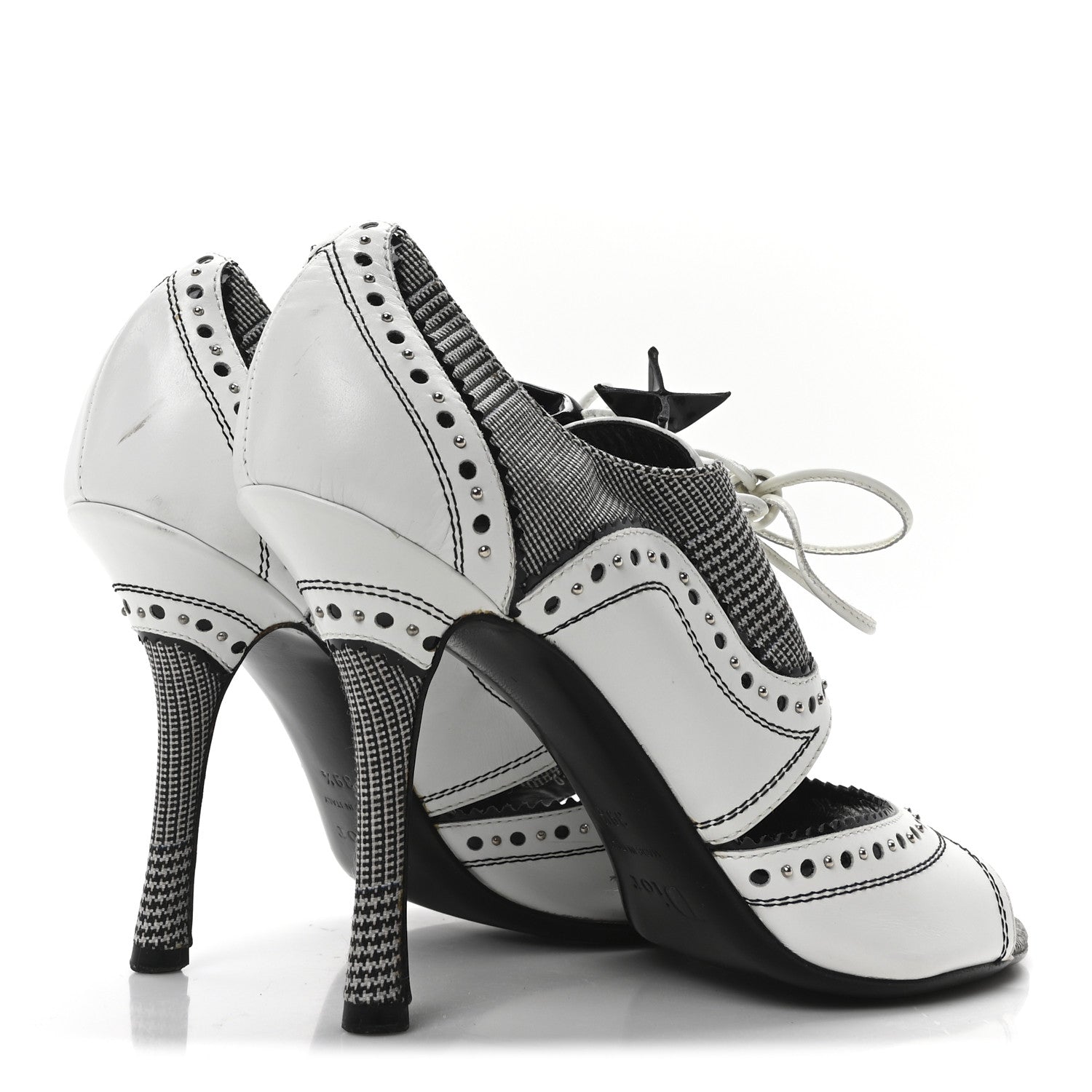 Christian Dior Calfskin Houndstooth Spectadior Pumps 39.5 White Black 5 of 8