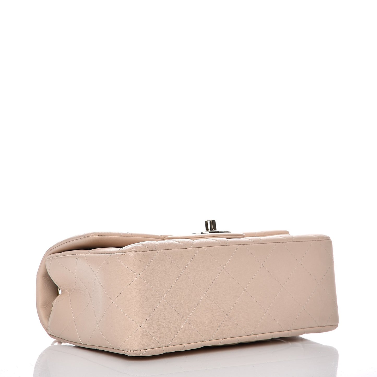 Lambskin Quilted Mini Rectangular Flap Light Beige