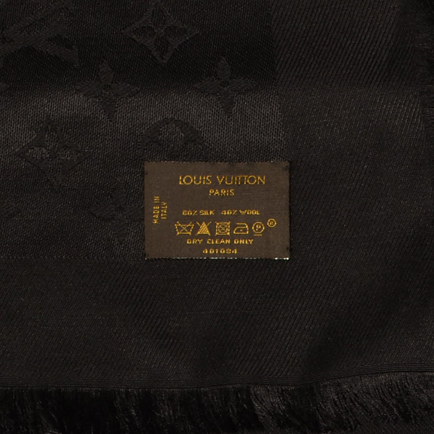 Silk Wool Monogram Shawl Black