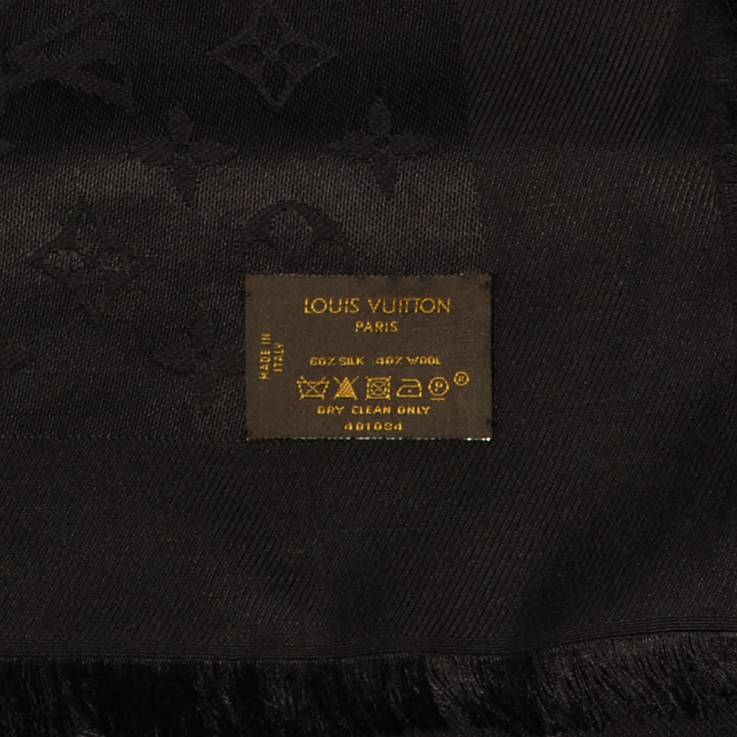 Louis Vuitton Silk Wool Monogram Shawl Black 5 of 5