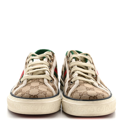 Gucci GG Monogram Web Womens 1977 Tennis Sneakers 40 Beige Ebony Mystic White 3 of 12