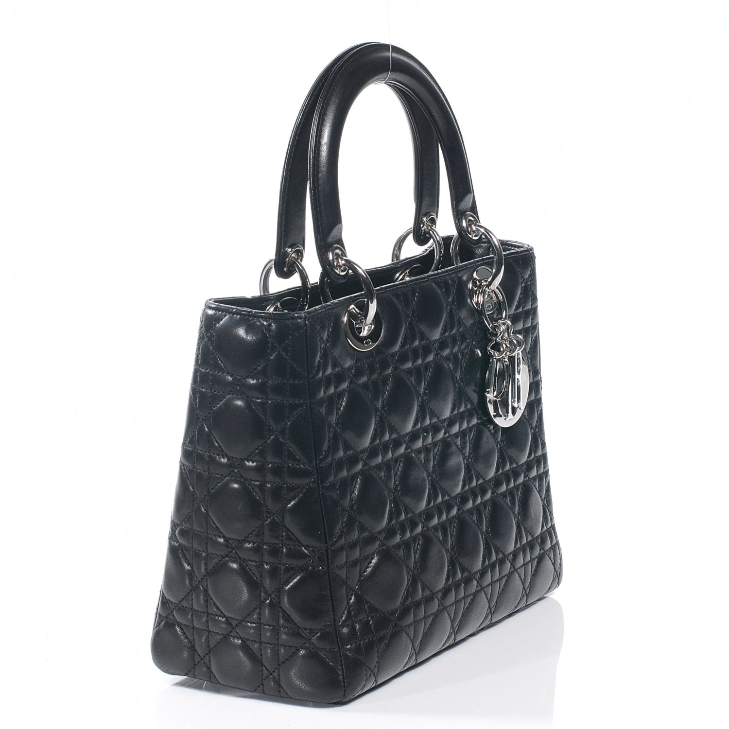 Christian Dior Lambskin Cannage Medium Lady Dior Black 6 of 9