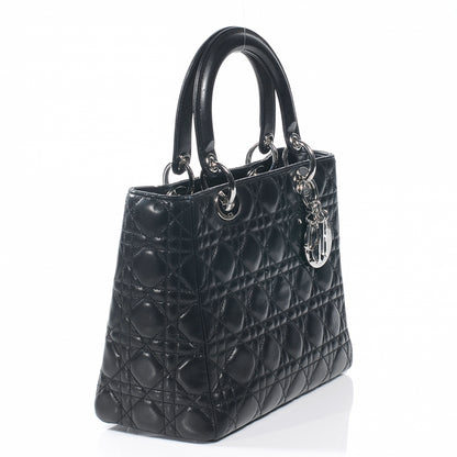 Christian Dior Lambskin Cannage Medium Lady Dior Black 6 of 9