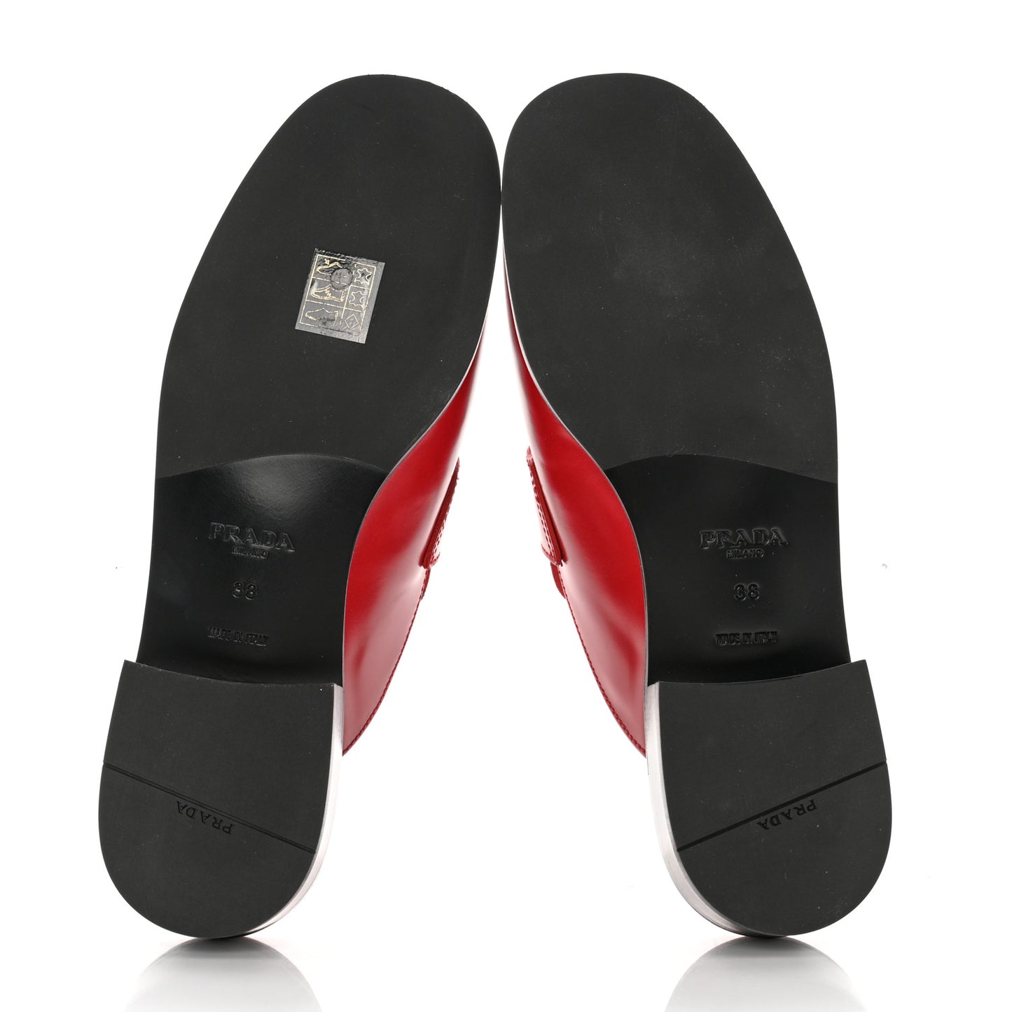 Spazzolato Metal Triangle Logo 25mm Loafer Mules 38 Scarlatto