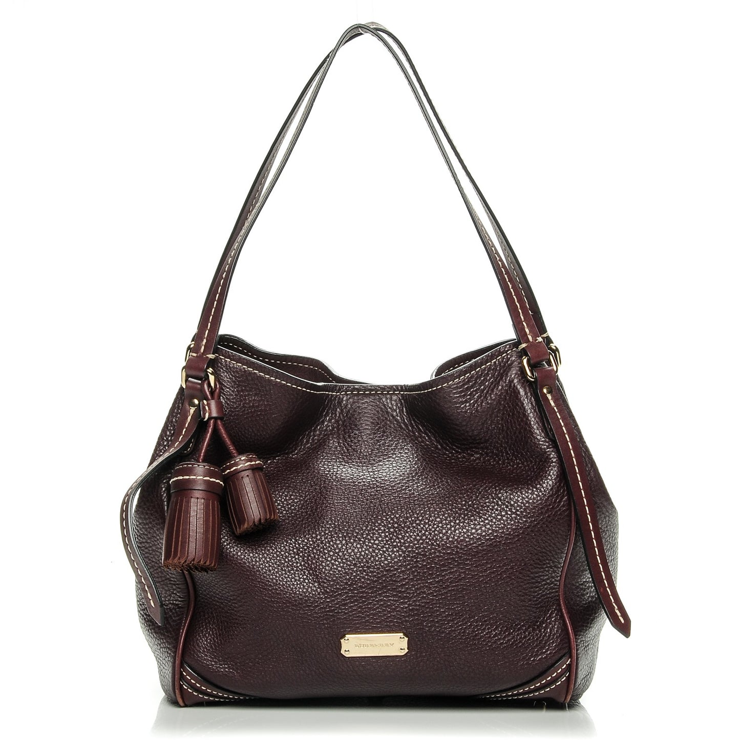 Calfskin Saddle Stitch Small Canterbury Tote Burgundy