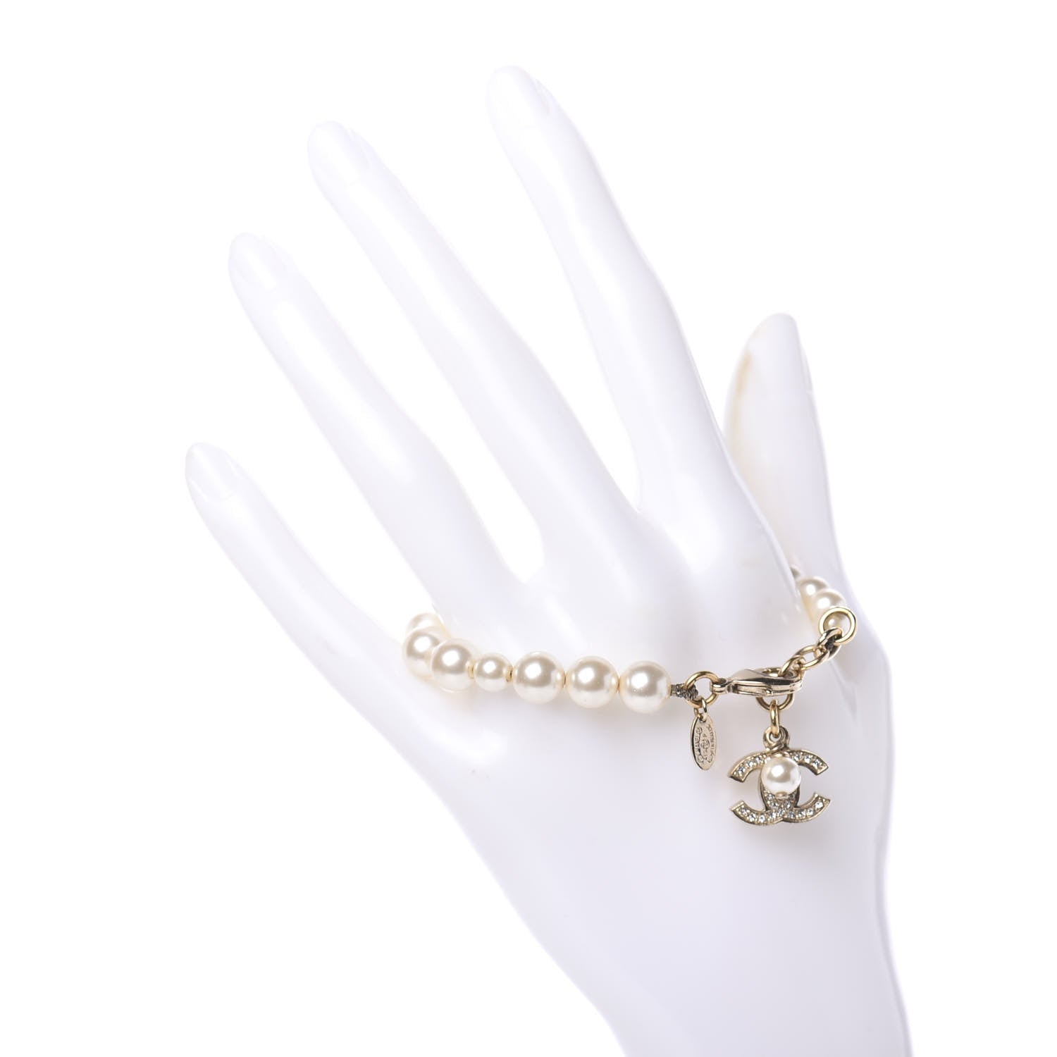 Chanel Pearl Crystal CC Bracelet Gold 2 of 5