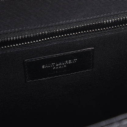 Saint Laurent Grain De Poudre Textured Mixed Matelasse Large Triquilt Monogram Monochrome Satchel Black 6 of 8