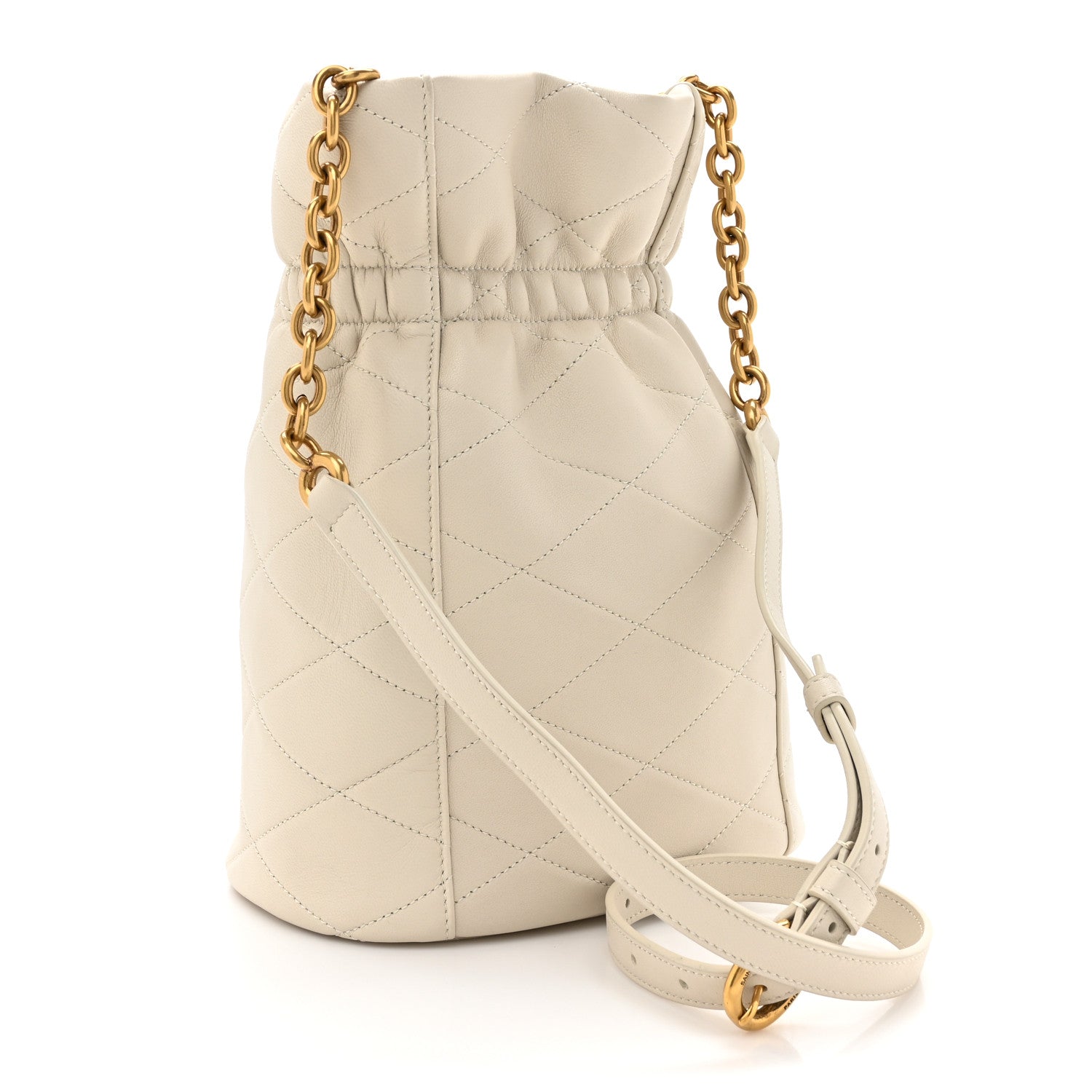 Saint Laurent Lambskin Quilted Le Maillon Bucket Bag Crema Soft 3 of 10