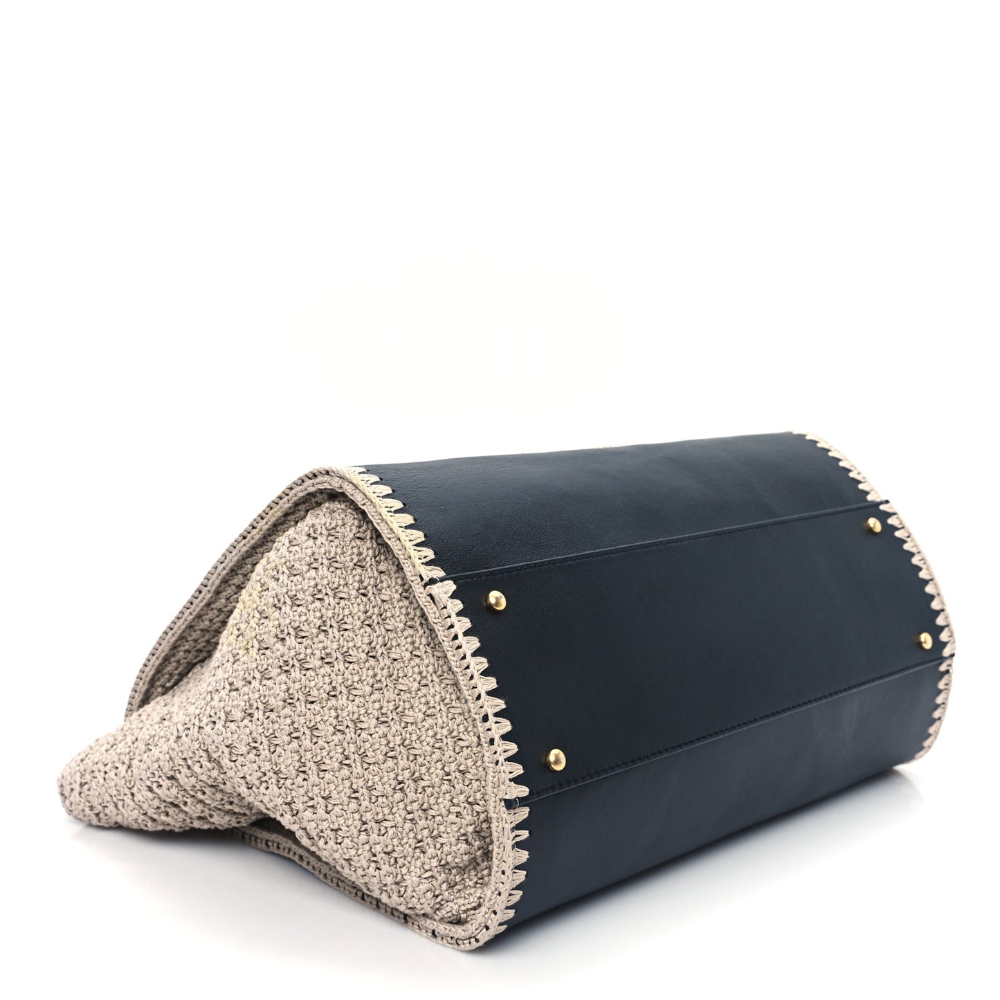 Calfskin Knit Medium Deauville Tote Black Beige