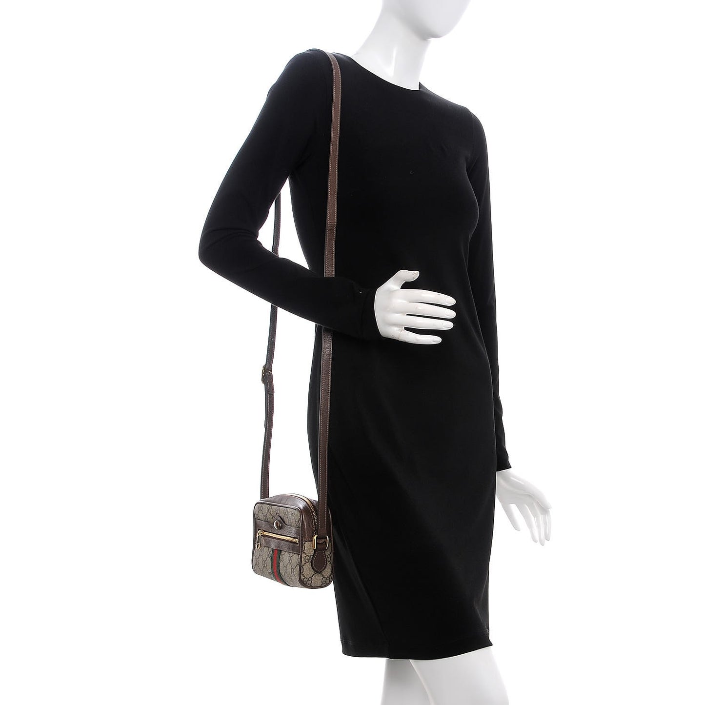 GG Supreme Monogram Web Mini Ophidia Shoulder Bag Brown