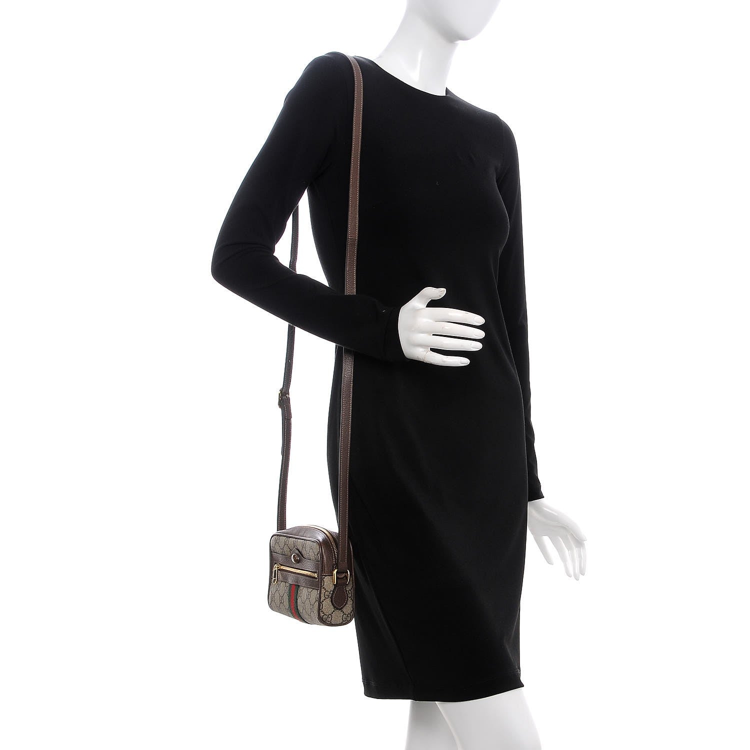 Gucci GG Supreme Monogram Web Mini Ophidia Shoulder Bag Brown 2 of 8