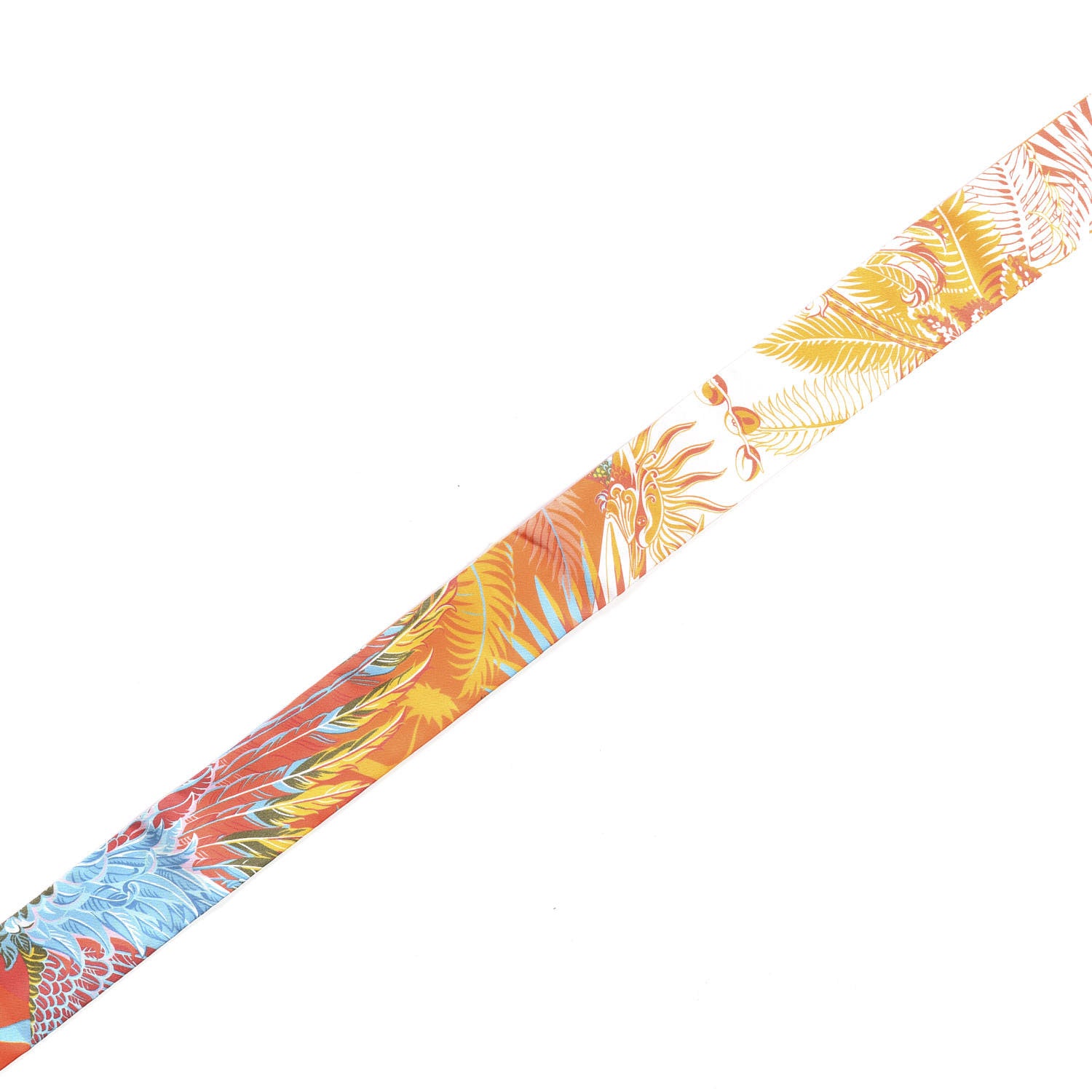 Hermes Silk Mythiques Phoenix Coloriages Twilly Blanc Orange Bleu 5 of 5