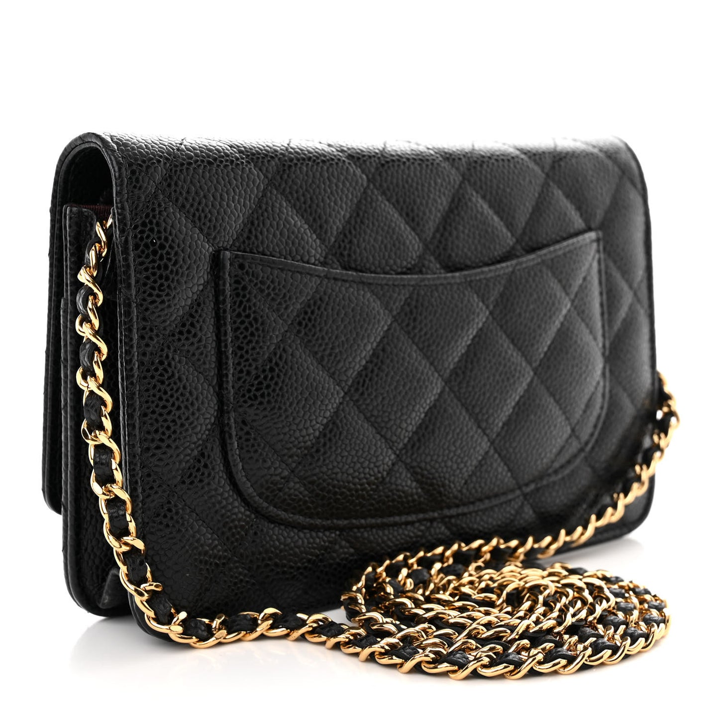 Caviar Quilted Wallet on Chain WOC Black