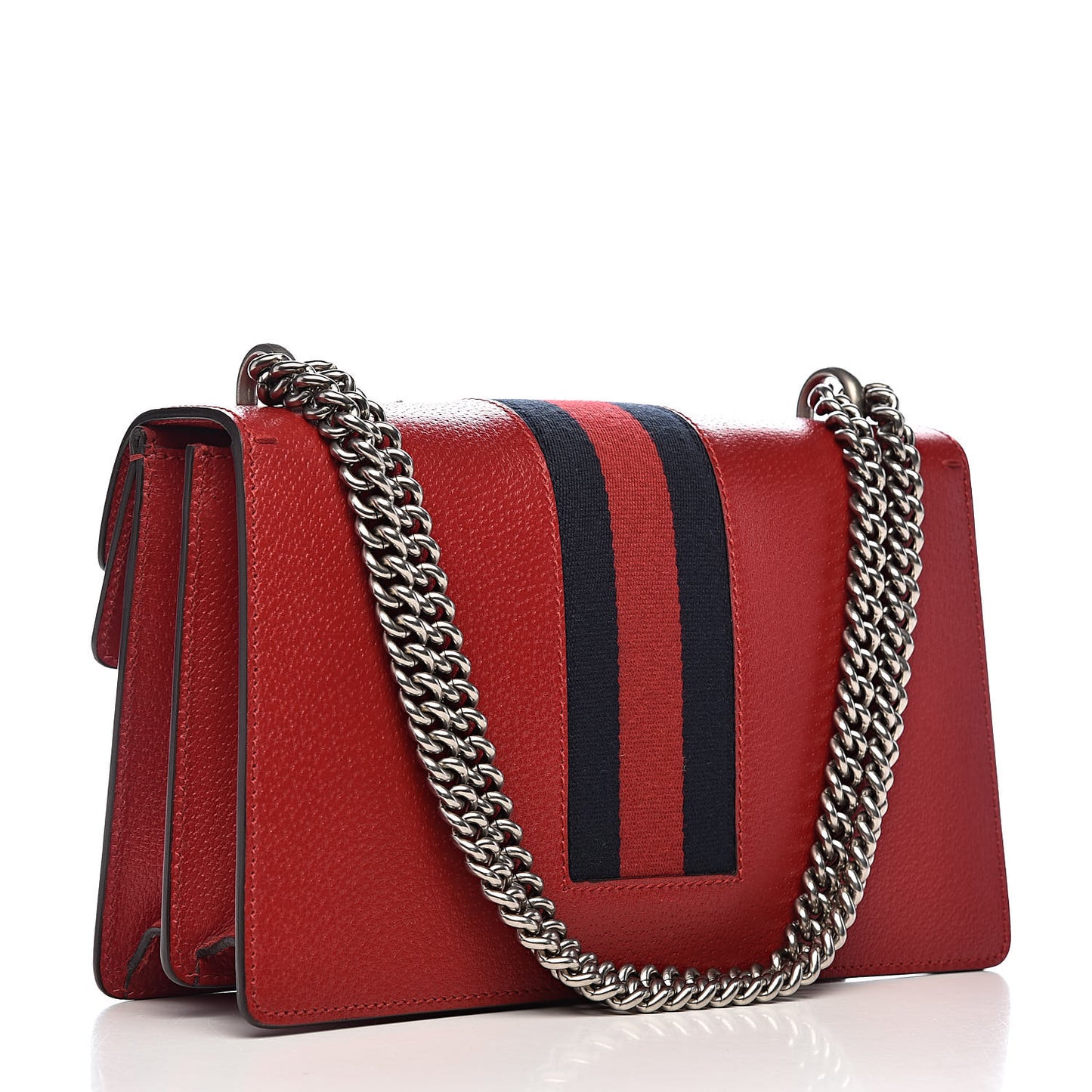 Calfskin Web Floral Embroidered Small Dionysus Shoulder Bag Hibiscus Red