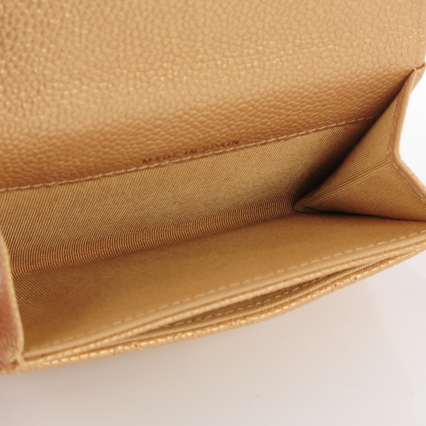 Metallic Caviar Quilted Card Holder Gold