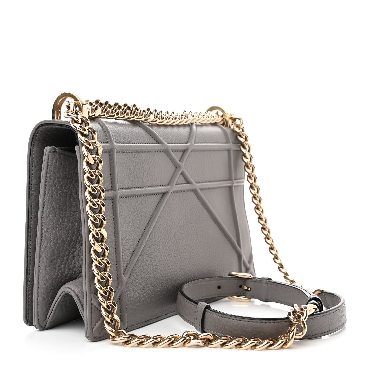 Christian Dior Grained Calfskin Medium Diorama Flap Bag Gris 3 of 10