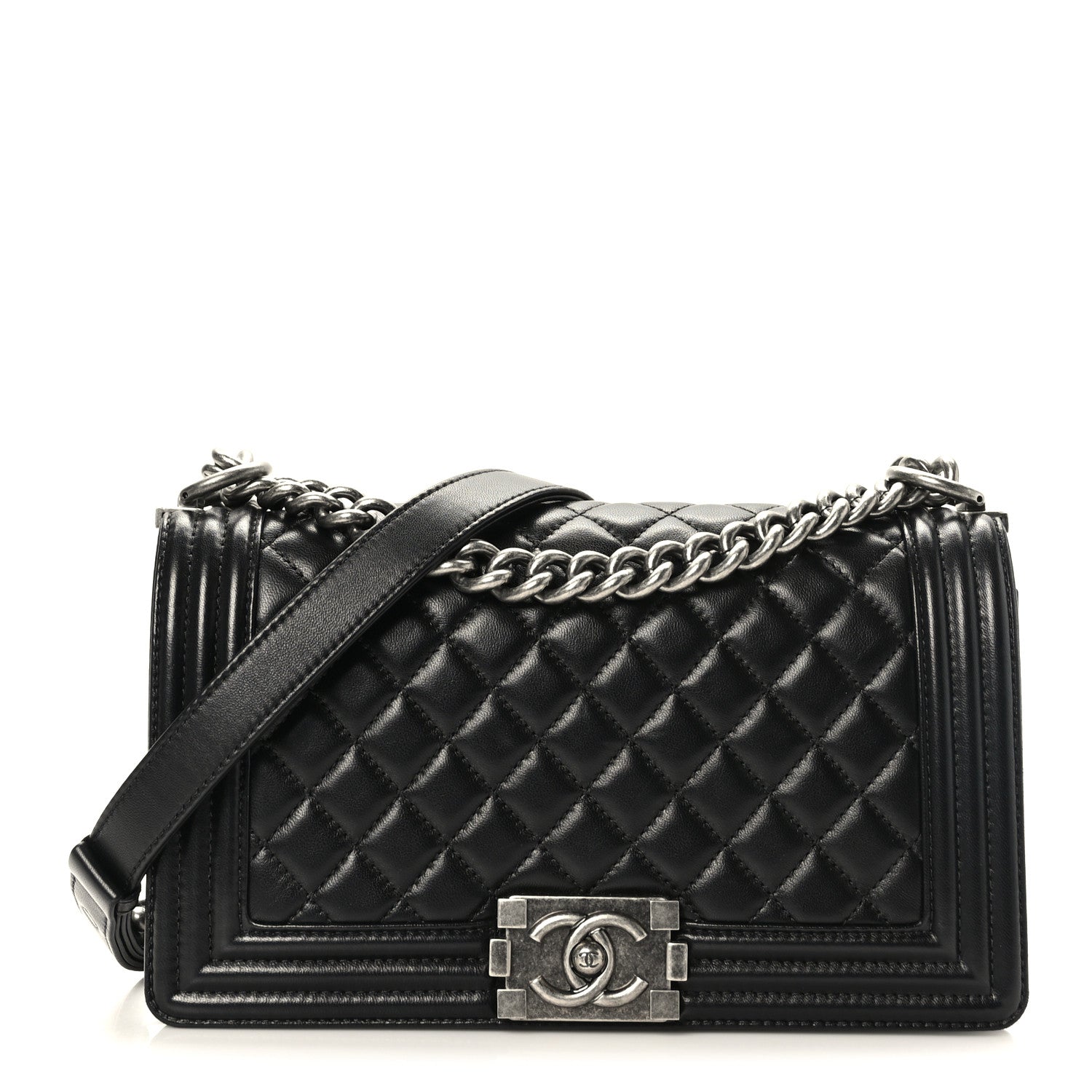Chanel Lambskin Quilted Medium Boy Flap Black 1 of 10