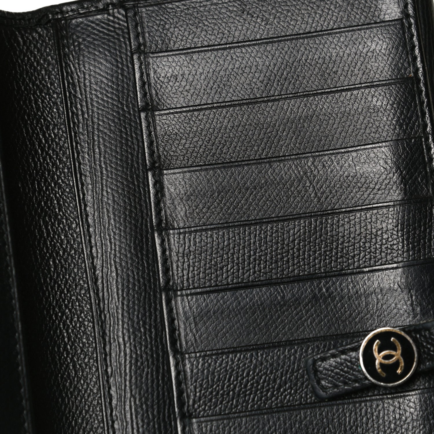 Chanel Grained Calfskin CC Button Long Wallet Black 13 of 14