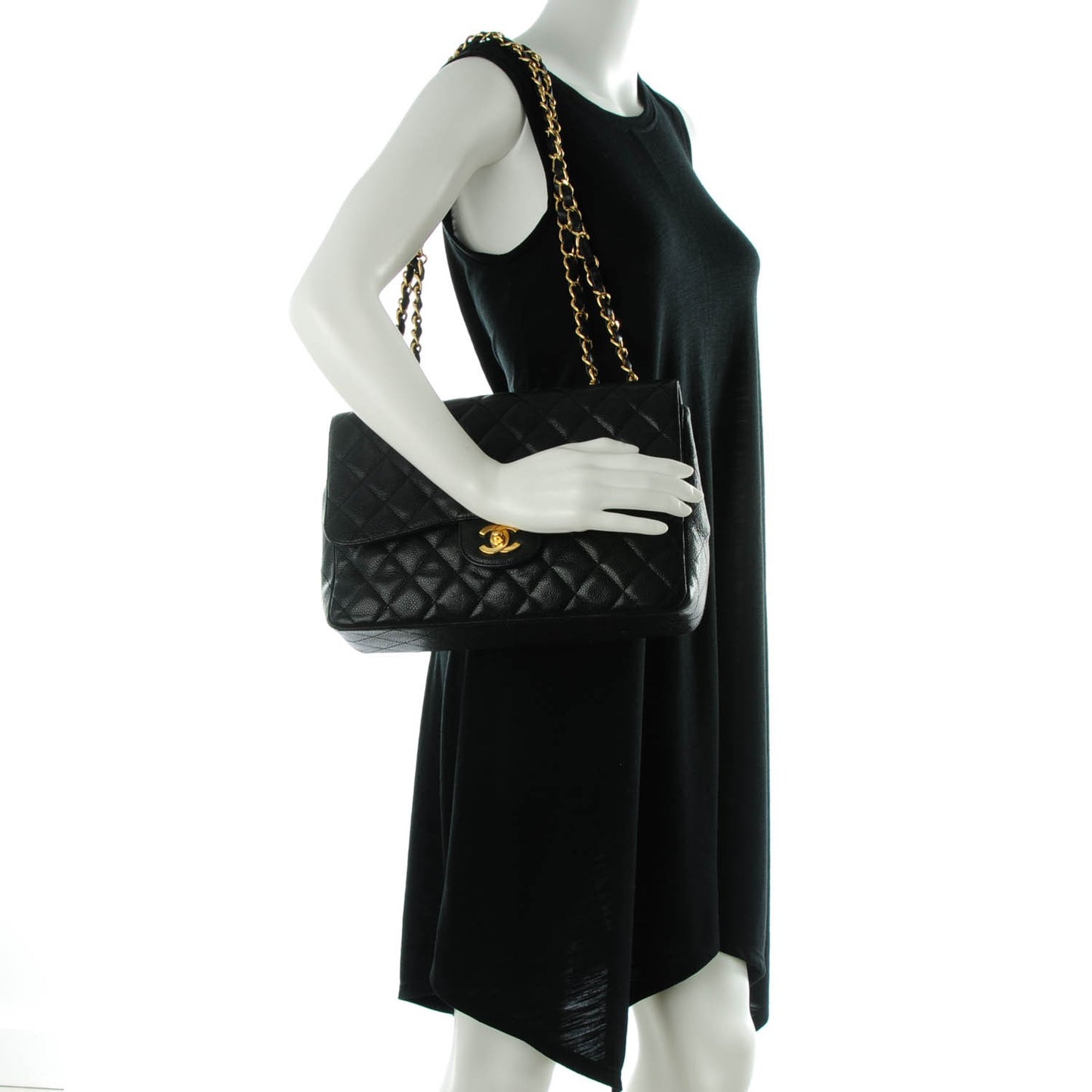 Caviar Quilted Jumbo Single Flap Black