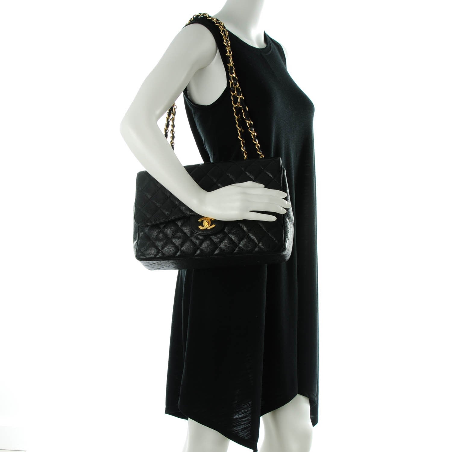 Chanel Caviar Quilted Jumbo Single Flap Black 2 of 8